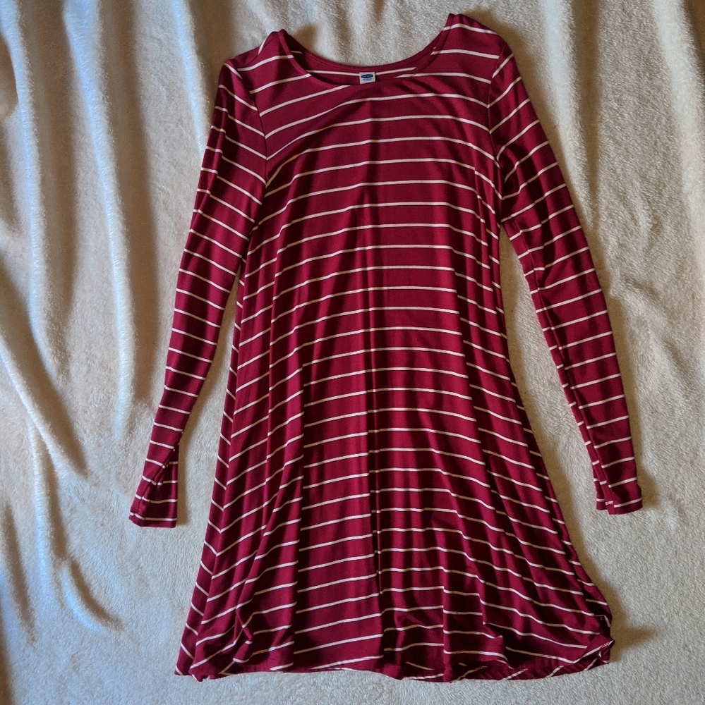 Hot Pink Long Sleeved Shift Dress